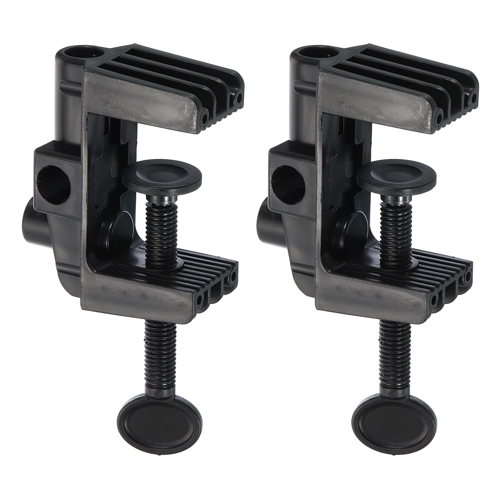 PATIKIL 0.51" Hole Dia. Desk Clamp, 2 Pcs Plastic Adjustable Universal C-Clamp Base for Microphone Mic Arm Table Lamp Gooseneck Mount Holder, Black