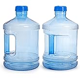 Dicunoy 2 PCS 1 Gallon Water Jug, Plastic Gallon Water Bottle with Handle, Sturdy Round Reusable Water Jug for Gym, Sports, Office, Camping, Outdoor, Refrigerator