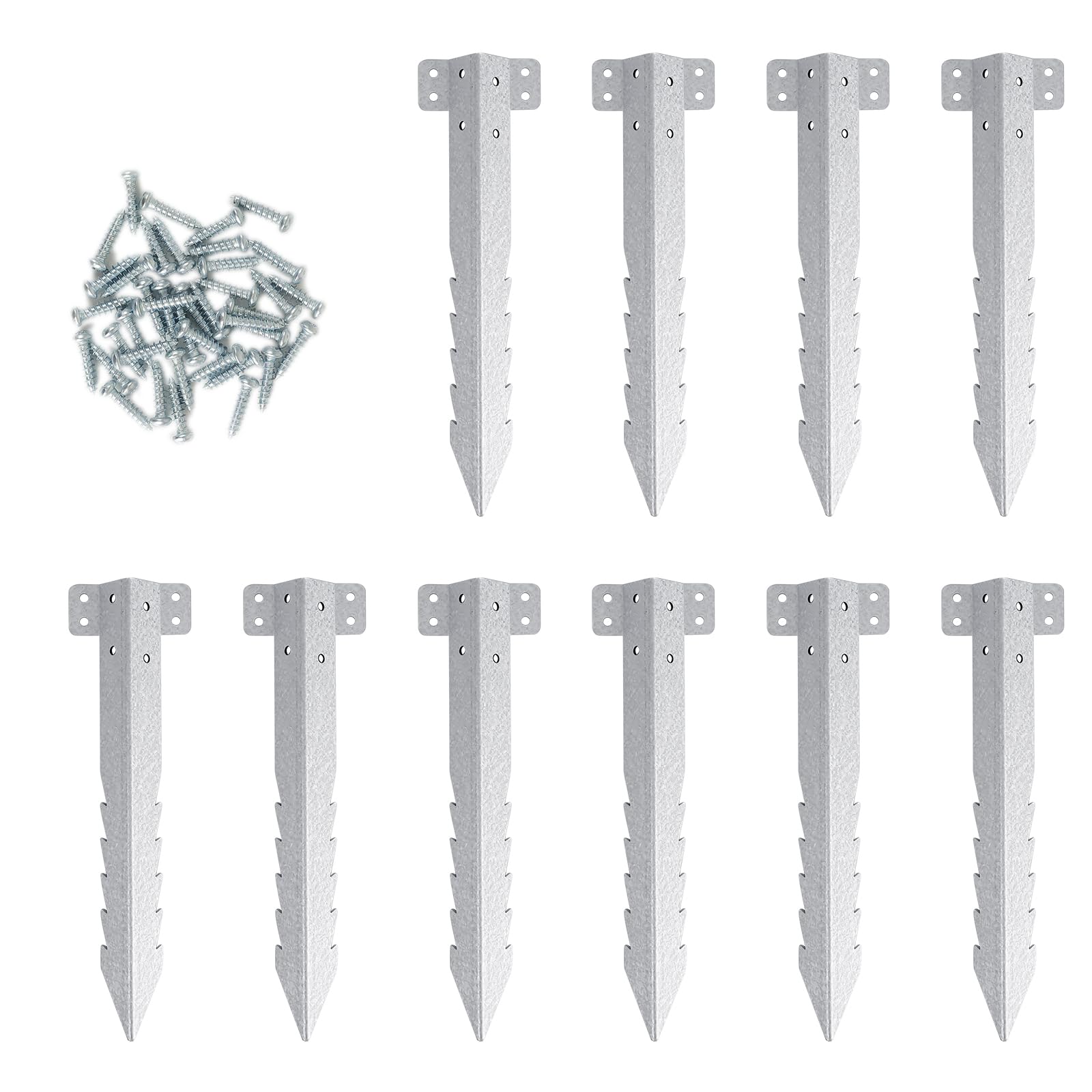 Dijia Small Railway Sleeper Brackets [20 Pack] - Heavy Duty Galvanised Steel Sleeper Stakes for Garden Edging & Timber Raised Beds - Jagged Serrated Design for Extra Grip (Screws Included)