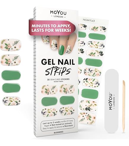 Amazon.com: MOYOU LONDON Semi Cured Gel Nail Strips - 20 Pcs