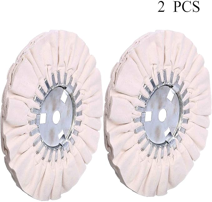 8" White Airway Buffing Wheel, 5/8'' Arbor Hole, 12 Plys/Fine Polishing