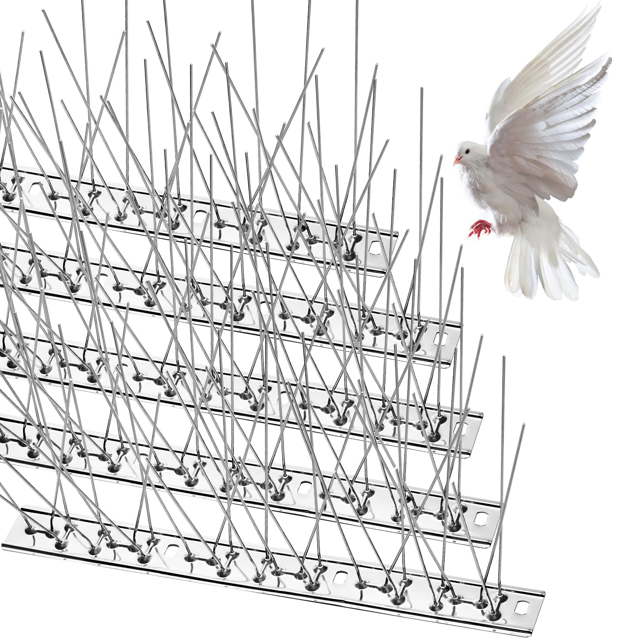wohohoho Bird Spikes for Pigeons with Stainless Steel Base, 6.5M (21.3ft) Pigeon Spikes for Roofs and Windows. Bird Control Anti Pigeon Spikes Bird Deterrent Set for Crows, Seagulls and Small Birds