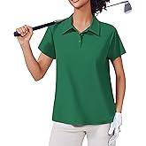 PINSPARK Women's Golf Shirt UPF 50+ Polo Shirts Short Sleeve Tennis Tops Collared with 3 Button Athletic T Shirt
