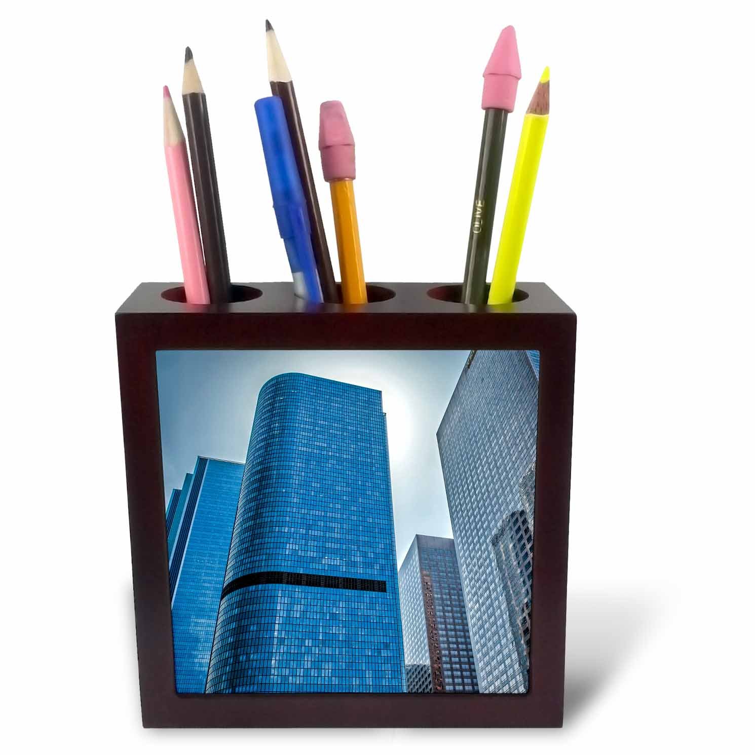 3dRose ph_230223_1 5-Inch "USA/Los Angeles/California Skyscrapers and Building Reflections" Tile Pen Holder