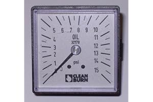 NOSHOK 32178 Square Oil Gauge 0-15 for Clean Burn CB 500 Series Burners