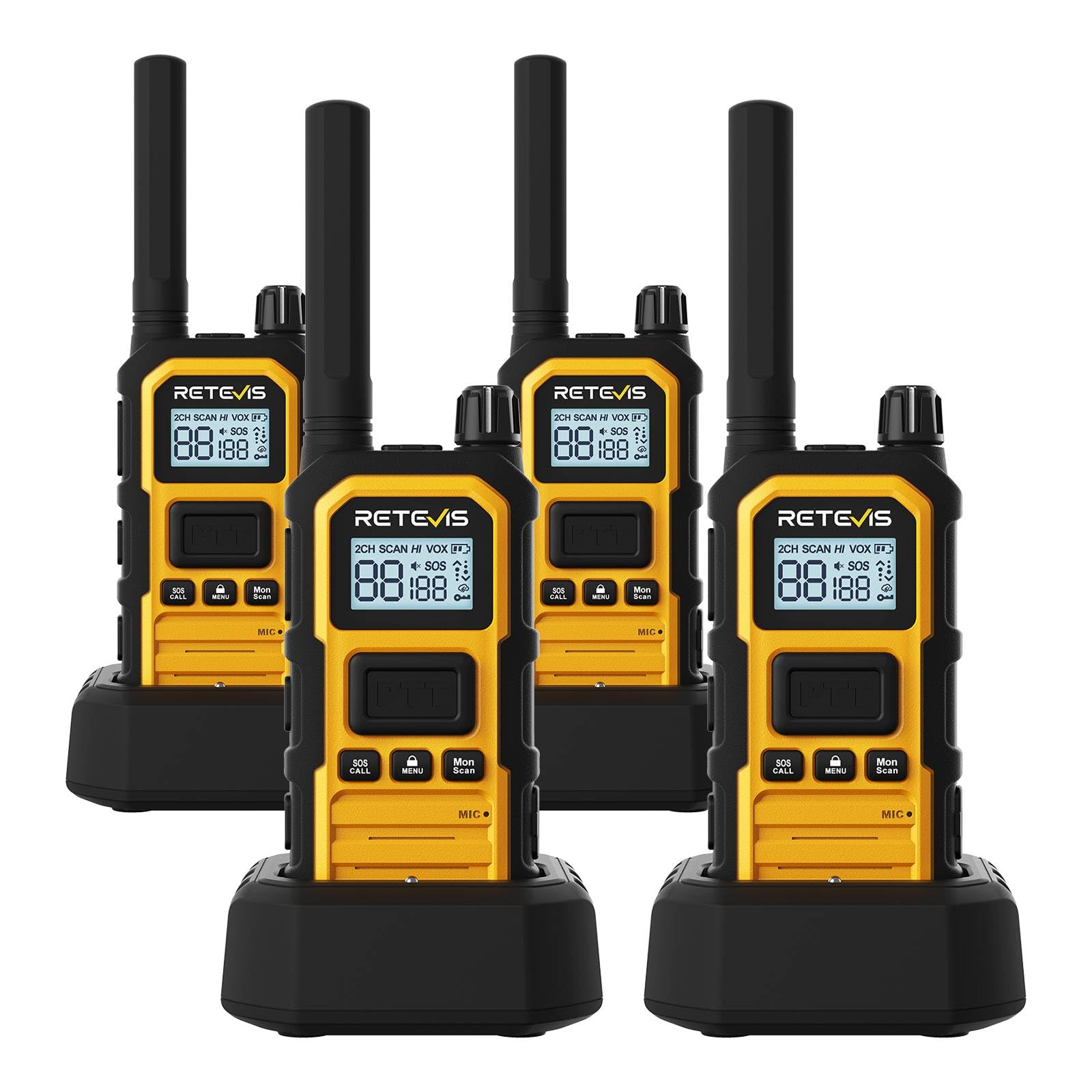 Photo 1 of Retevis RB48 Plus IP67 Waterproof Heavy Duty Long Range Walkie Talkies, GMRS Radio, Construction Jobsite Two Way Radio, NOAA, Shock Resistant, Dual PTT, Vibration Reminder(4 Pack)