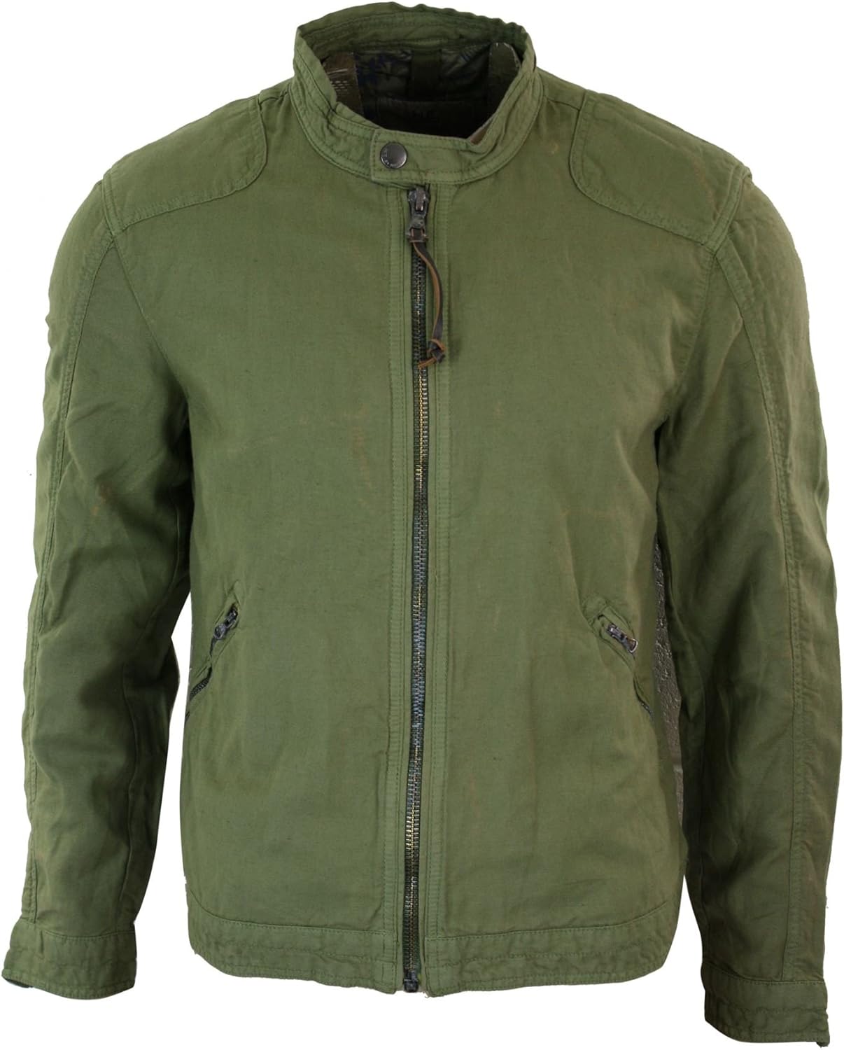 MANGO Mens Zipped Linen Smart Casual Spring Summer Light Jacket Green