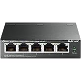 TP-Link 5 Port Fast Ethernet 10/100 Mbps PoE Switch (TL-SF1005P) - 4 PoE Ports at 58 W, Desktop, Plug and Play, Sturdy Metal 