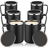 SEEWEY 6 Pack Stainless Steel Insulated Coffee Mug Bulk with Handle and Lid 17 oz Vacuum Insulated Double Wall Mug Reusable Coffee Cup for Hot and Cold Drinks Home Office Car Camp(Black)