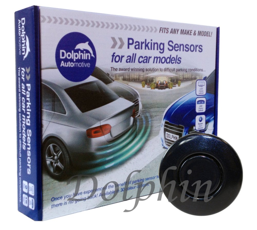 Dolphin Automotive DPS400 Reverse Parking Sensors Auto Express Award Winning 4 Ultrasonic Sensor Kit Audio Alerts Matt & Gloss Black +30 More Colours (Navy Blue)
