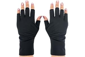 Qancekoo UV Gloves for Gel Nails Professional UPF50+ UV Protection Gloves for Driving Cycling Fishing Running (Black)