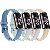 4 PACK Sport Bands Compatible with Fitbit Luxe Bands for Women Men, Soft Silicone Replacement Sport Straps Wristbands for Fitbit Luxe Fitness and Wellness Tracker