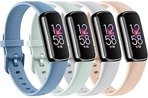 AK 4 PACK Sport Bands Compatible with Fitbit Luxe Bands for Women Men, Soft Silicone Replacement Sport Straps Wristbands for Fitbit Luxe Fitness and Wellness Tracker