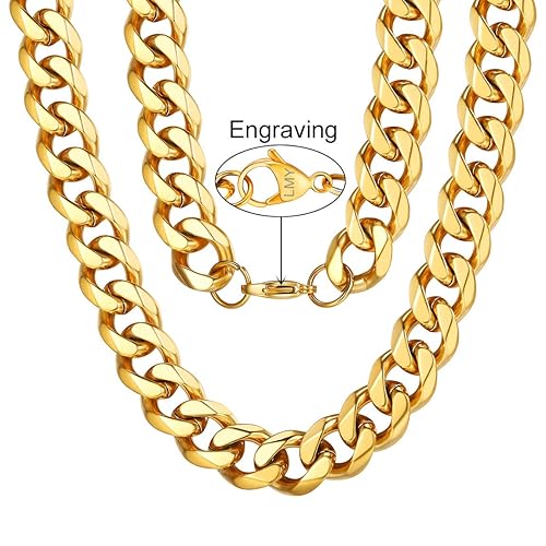 Halsketten Für Männer Silber / Schwarz / 18K Gold Halskette -Panzerkette Männer- 3/6/9/12 mm Breite Herrenschmuck - Verschied