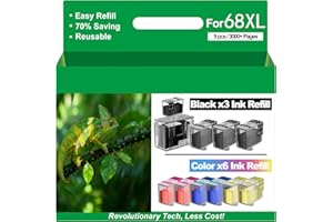 68XL Ink Refill Kit Compatible for hp 68 Ink cartridges Black/Color Combo Pack Compatible for for HP Envy 6155e 6555e 6100e 6