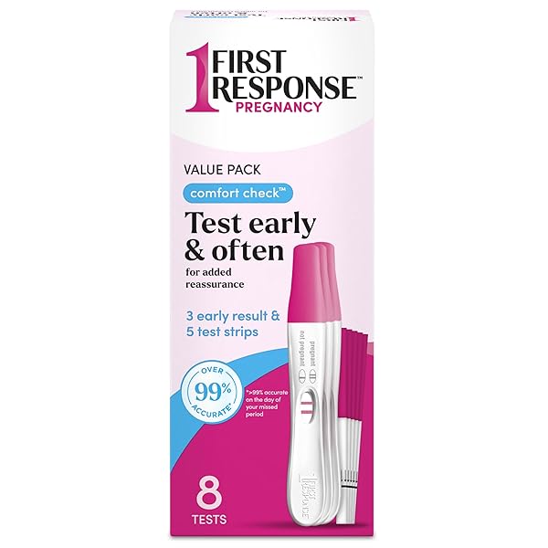 FIRST RESPONSE COMFORT CHECK PREGNANCY TEST, 8 COUNT, PINK & WHITE