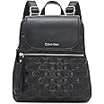 Calvin Klein Reyna Signature Key Item Flap Backpack, Black/Silver Puffy Logo, One Size