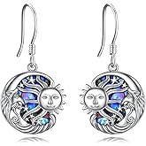 Vadmans Sun and Moon Earrings Sterling Silver Dangle Drop Earrings Abalone Shell Jewelry Birthday Gifts for Women