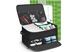 CAMPLAND 2 Layer Trunk Organizer, Waterproof Car Locker for 2 Pair Shoes, Durable Trunk Storage for Balls, Tees, Clothes, Gloves, Accessories, Golf Gifts