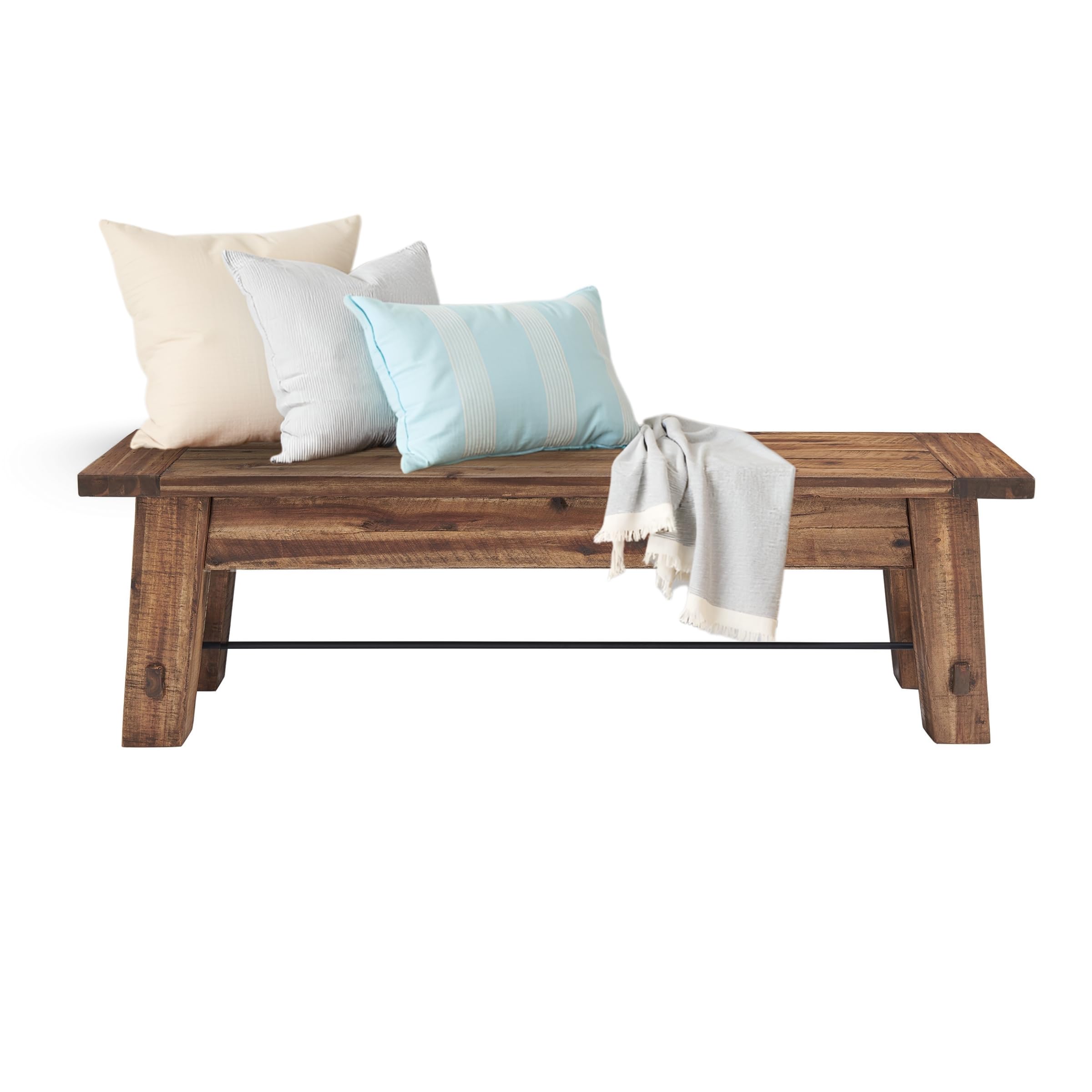 Photo 1 of Durango Rustic Farmhouse Style 60-Inch Wood Bench - Industrial Modern Accent Furniture with Solid Wood Seat for Entryway, Dining Room, Hallway, Foyer, or Kitchen by Alaterre Furniture