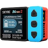 SKYRC B6 Neo2: Balance Lipo Battery Charger for 1S-6S Lipo/Li-Ion/LiHV, 1-15S NiMH/NiCd - DC 300W, PD 80W, Smart Battery Charger, Discharger and Storage (Blue-Red)