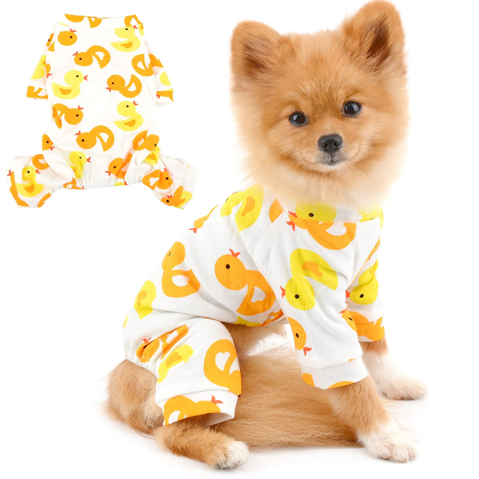 PAIDEFUL Pet Pajamas for Small Dogs Cute Pattern Cotton Pjs 4 Leg Sleepwear Jumpsuit All Season Indoor Clothes for Puppy Chihuahua Yorkie
