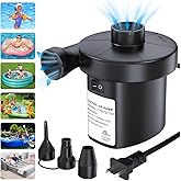 Electric Air Pump for Inflatables, VANNPOOY Portable Air Mattress Pump, Quick Inflate Deflate Plug in Air Pump with 3 Nozzles, Blow up Pool Float Inflator Pump for Airbed Toys Boat Couch Swimming Ring
