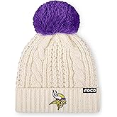 FOCO NFL Womens NFL Team Logo Cable Knit Pom Beanie Hat