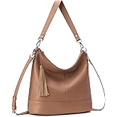 Genuine Leather Hobo Crossbody Bag for Women, Soft Real Leather Bucket, Shoulder Handbag Purse with 2 Removable Strap