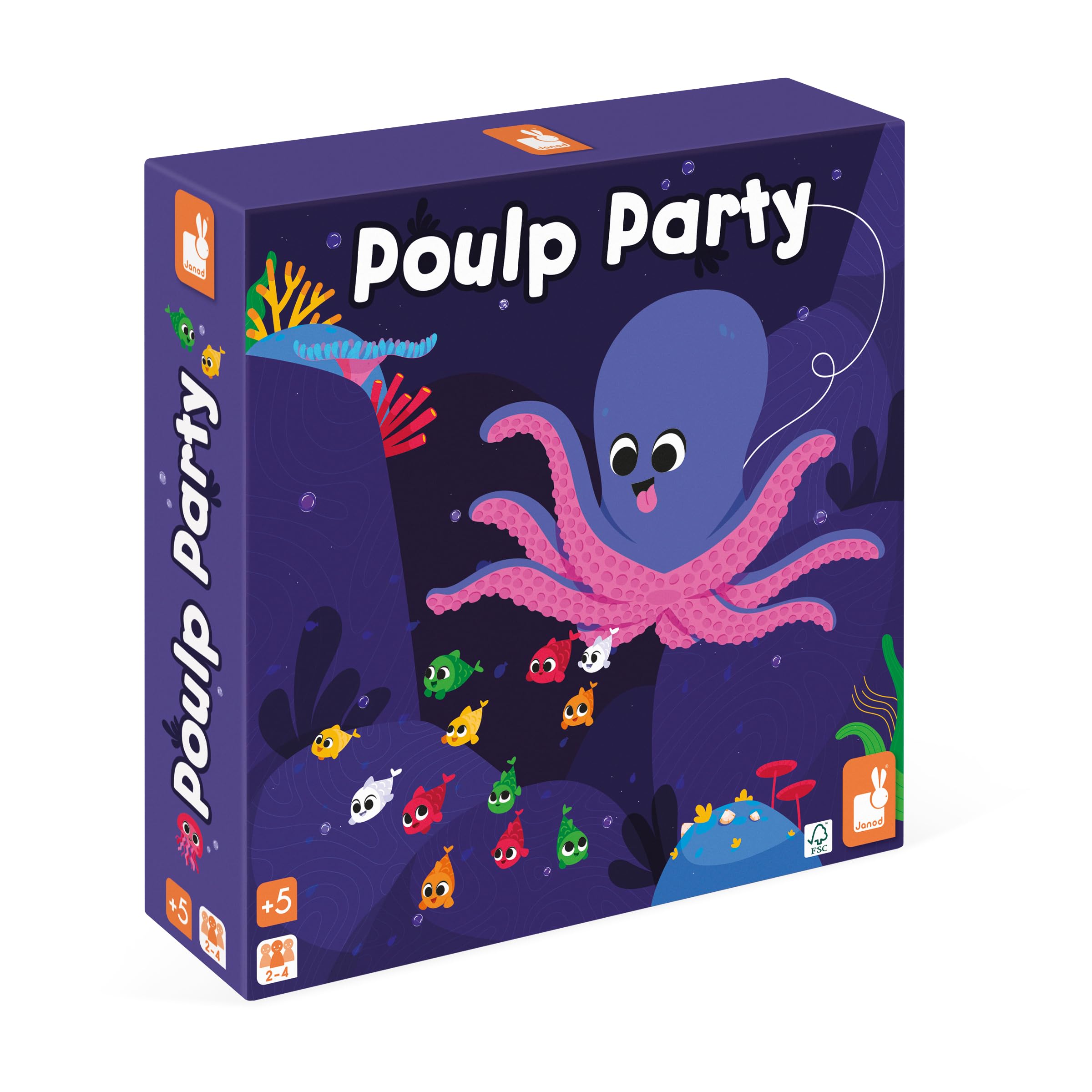 Janod - Poulp Party - Children’s Board Game - Game of Skill & Reflection - 1 to 4 Players - FSC®-Certified - 5 years +, J02622