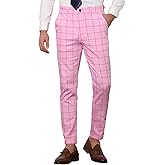 Lars Amadeus Men's Plaid Dress Slim Fit Checked Business Formal Pants with Pockets