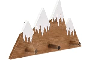 Okuna Outpost Snowy Peak Wooden Mountain Coat Rack with 3 Hooks for Kids, Woodland Nursery Decor (13.4 x 2 x 6.7 In)