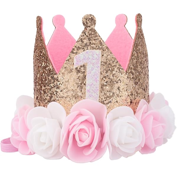 Chapeau 2ème Anniversaire Fille à Paillettes Et Confettis Roses - Cordon élastique - 16x9cm - Accessoire Photo Fête