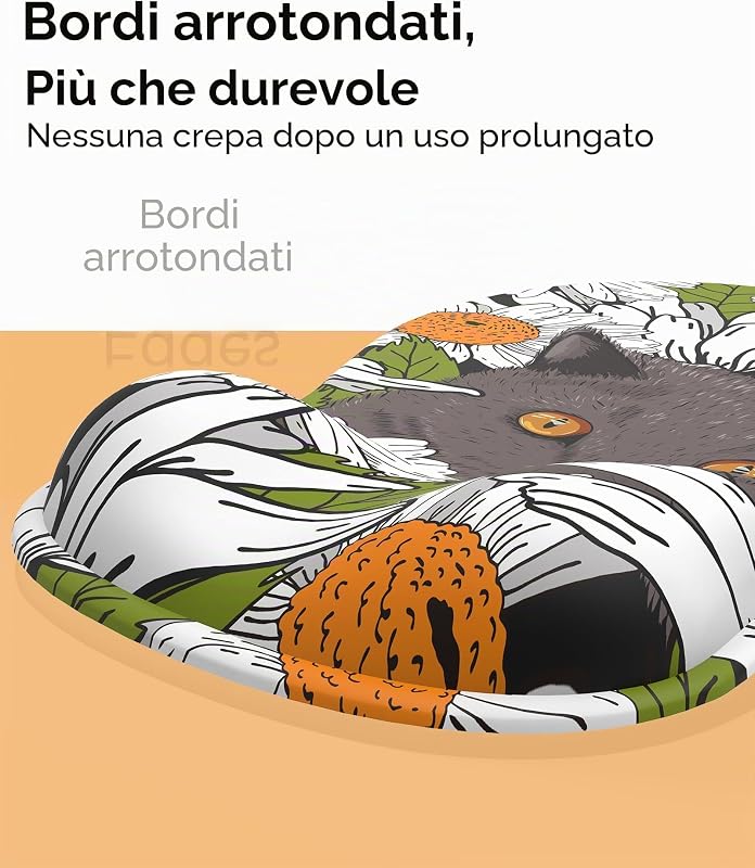 Tappetino Mouse con Poggiapolsi Gel,Ergonomico Mouse Pad con Base Antiscivolo per Casa e Ufficio (Gattino-4)