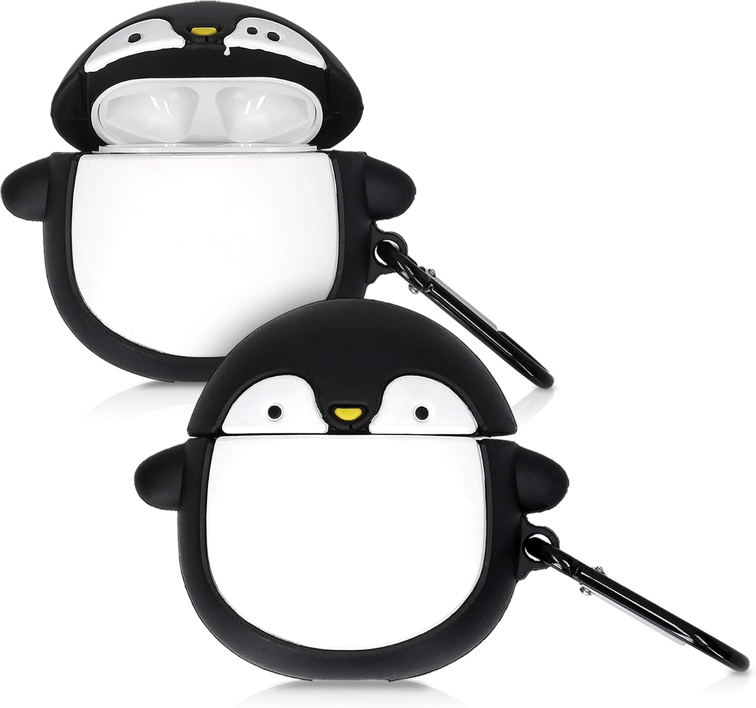 kwmobile Silicone Case Compatible with Apple Airpods 1 & 2 Case Cover - AirPod Penguin Black/White/Yellow