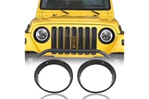 V8 GOD Matte Black Headlight Bezels Cover Trim Insert Bracket for Jeep Wrangler TJ 1997 1998 1999 2000 2001 2002 2003 2004 2005 2006 (Sold as Pair)