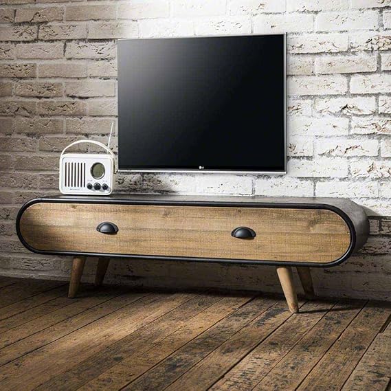 Pharao24 Loft Lowboard aus Mangobaum Massivholz Metall