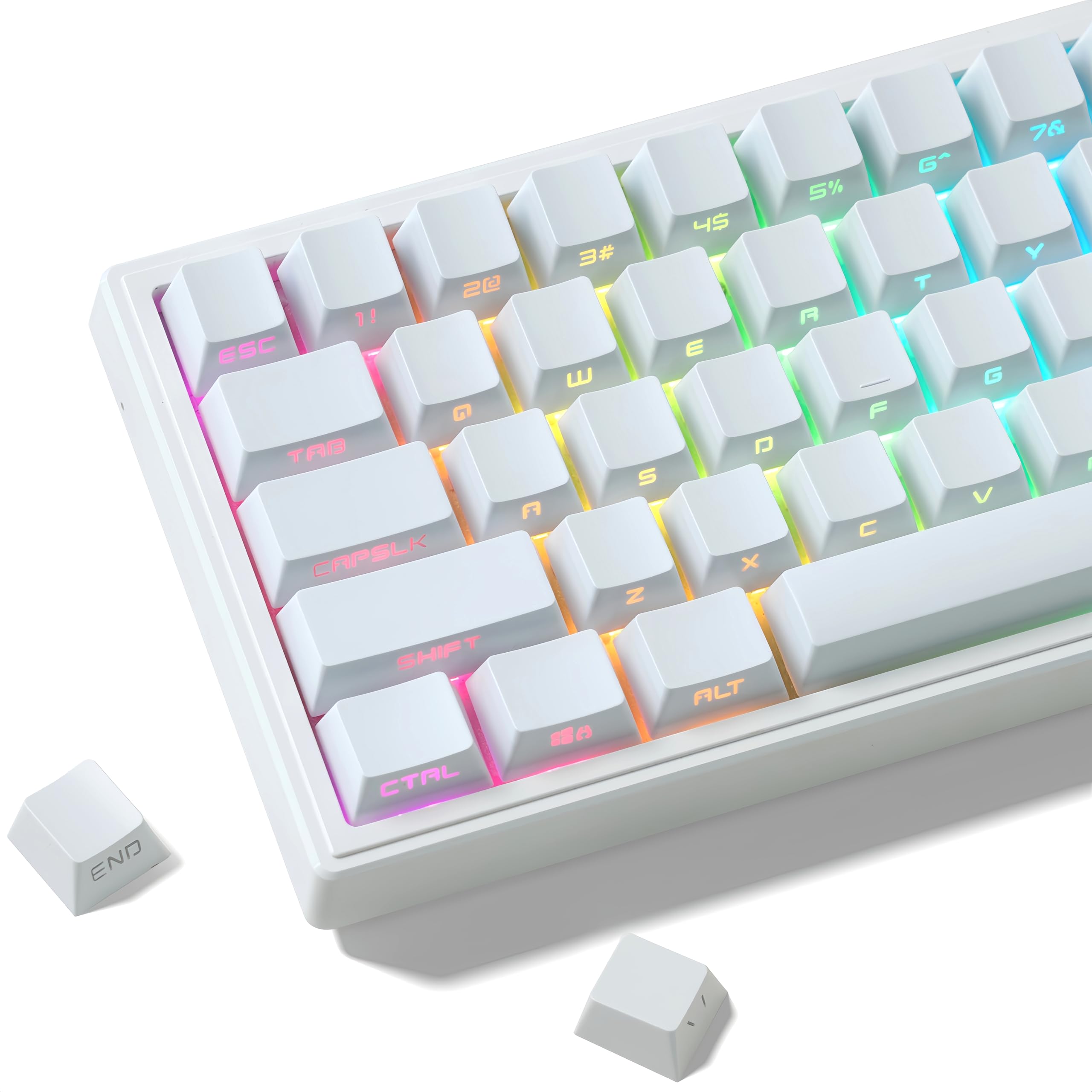 dagaladoo White keycap Set,Shine Through keycaps 60 75 Percent ...