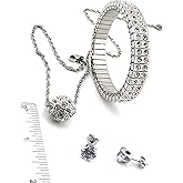 HANDMADE Greek Jewelry Ball ETERNITY Necklace & Bracelet & Earrings White Gold Silver Austrian Crystal Diamond Necklace SET Symbolic Jewelry for women Bday Anniversary Valentine Birthday gift for her