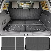 Qyebbk Cargo Liners for 2018-2024 Ford Expedition Max/Lincoln Navigator L Trunk Mat with Seat Back Cover Accessories, All Weather Rear Cargo Mat Backrest Protector(Only for Max & L Models)
