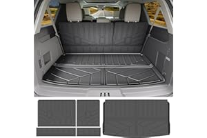 Qyebbk Cargo Liners for 2018-2024 Ford Expedition Max/Lincoln Navigator L Trunk Mat with Seat Back Cover Accessories, All Weather Rear Cargo Mat Backrest Protector(Only for Max & L Models)