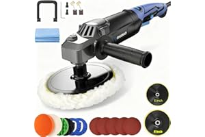 Polisher, RAYBAO 1200W Rotary Car Buffer 1600-3500RPM RO Polisher for Auto Detailing, Detaling Kit with 6inch & 7inch Backing