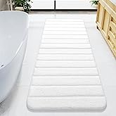 LOCHAS Long Bathroom Rugs Runner, 24" x 70" Large Bath Rug Non Slip Washable, Absorbent Microfiber Bath Mat Luxury Soft, Cozy Bathroom Runner Rug for Shower Quick Dry, White