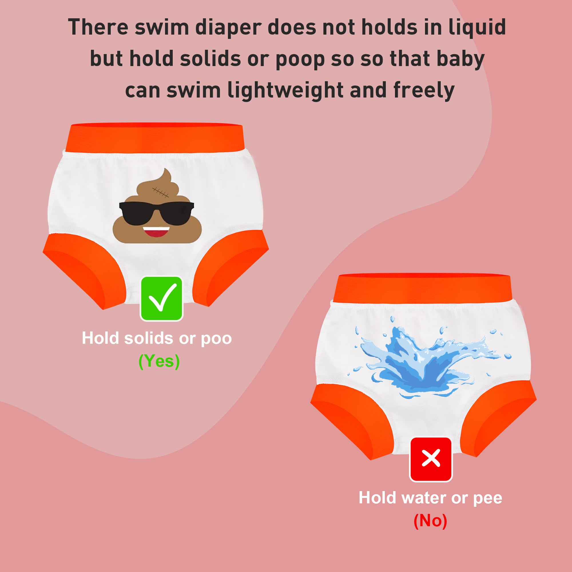 BIG ELEPHANT Baby Schwimmwindeln 3er Pack – Wiederverwendbare, Verstellbare & Waschbare Badehose für Babys & Kleinkinder 6
