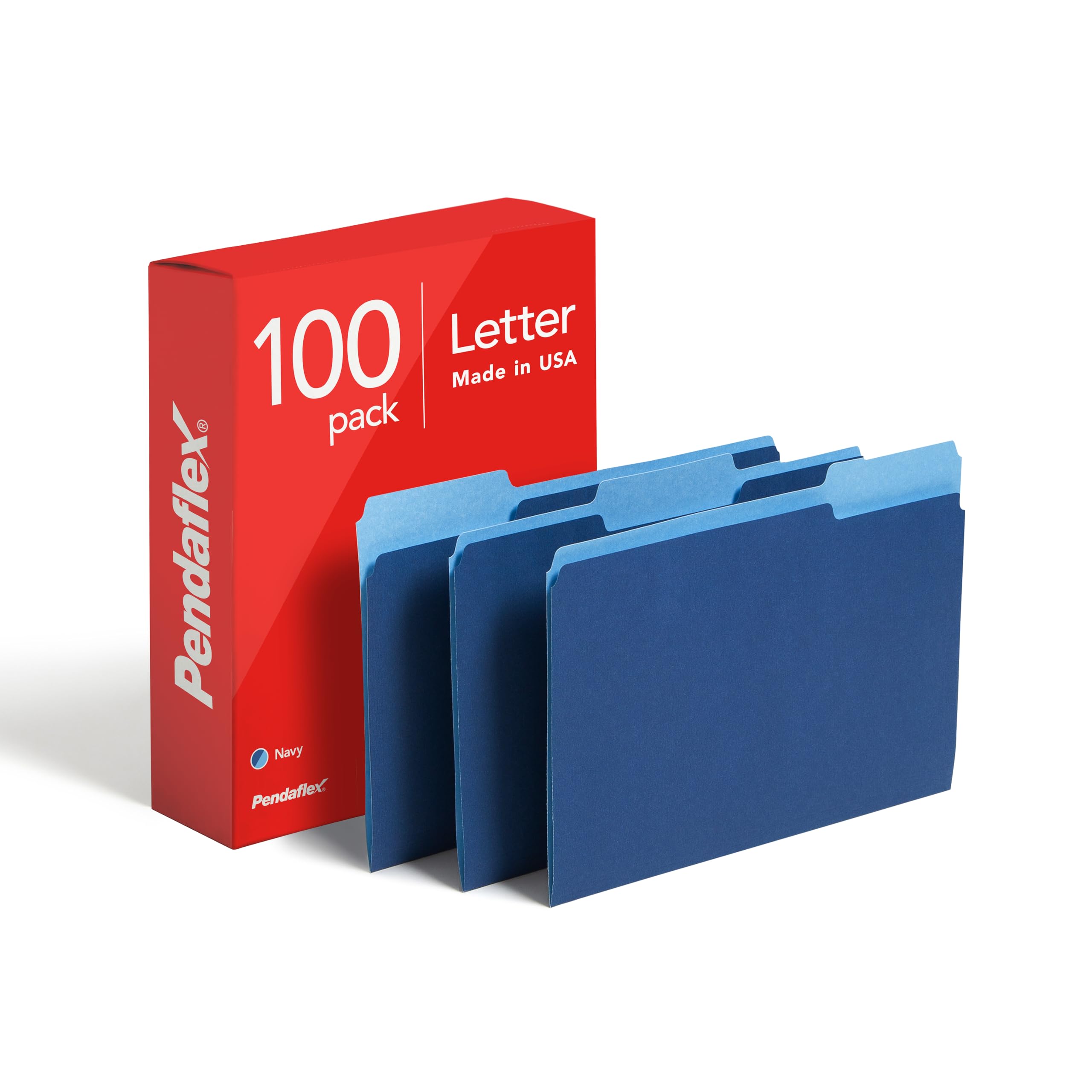 Pendaflex Two-Tone Color File Folders, Letter Size, 1/3 Cut, Navy, 100 per Box (152 1/3 NAV)