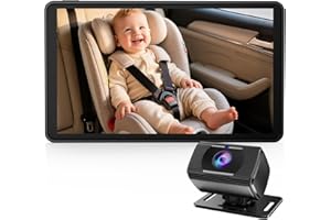 Baby Car Camera 7.2-Inch Monitor: 1080P HD Rear Facing Infant Backseat Camera with Night Vision 360° Rotation Wide Angle USB 