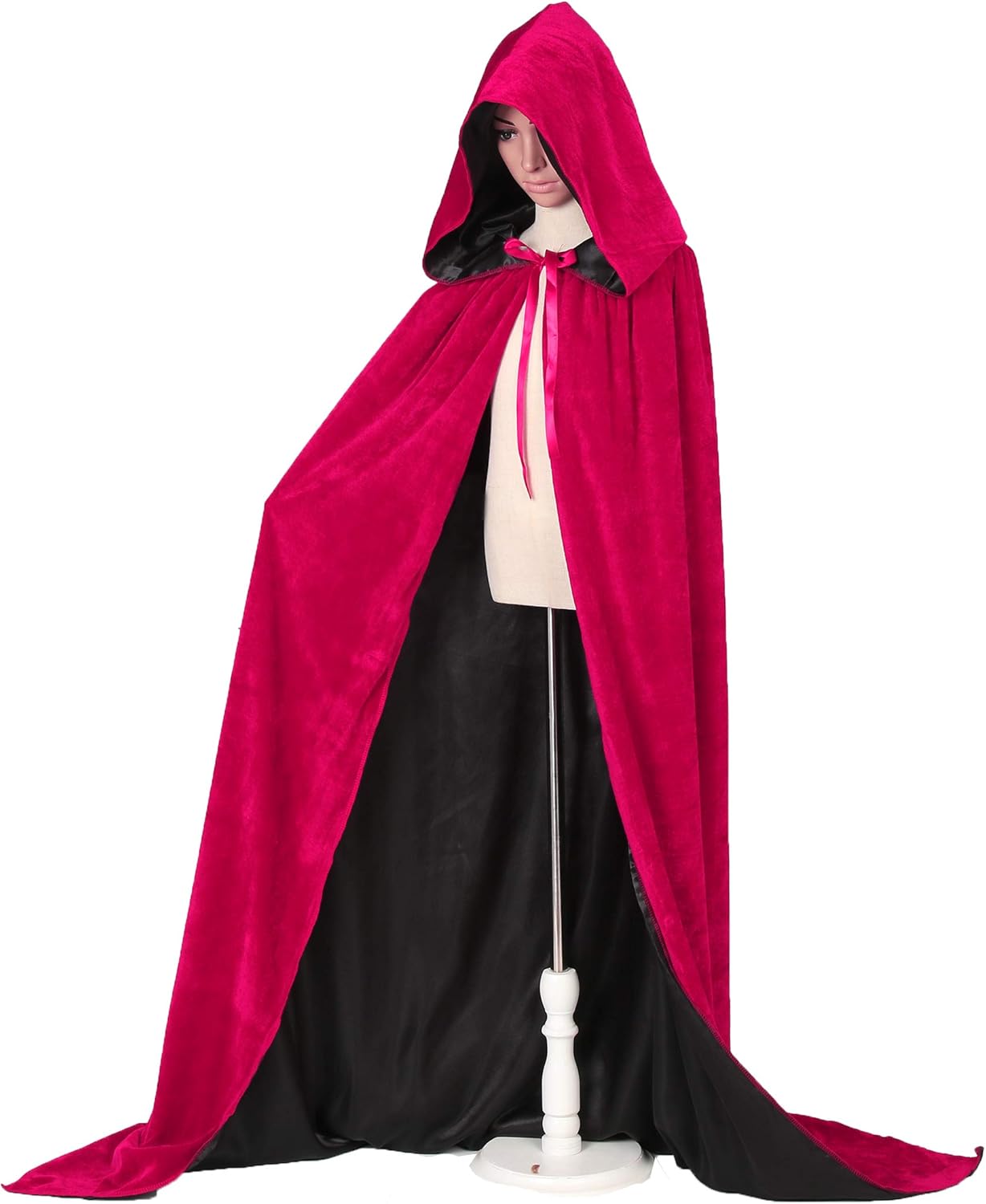 red hooded cloak with sleeves