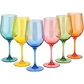 KX-WARE Classic Acrylic All-Purpose Wine Glasses, 19-ounce Plastic Stem Wine Glasses, set of 6 Multicolor