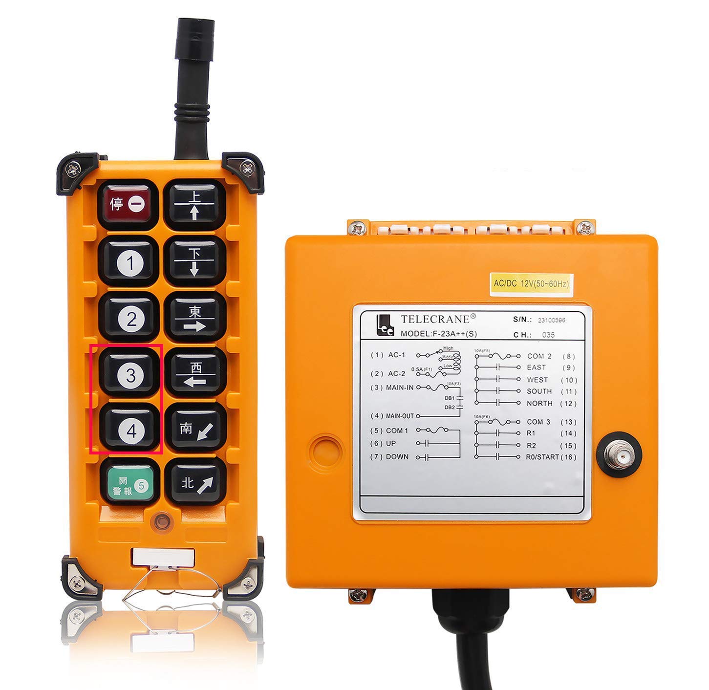 NEWTRY 220V Wireless Crane Remote Control Industrial Channel Hoist Crane Transmitter Receiver (AC220V Receiver)