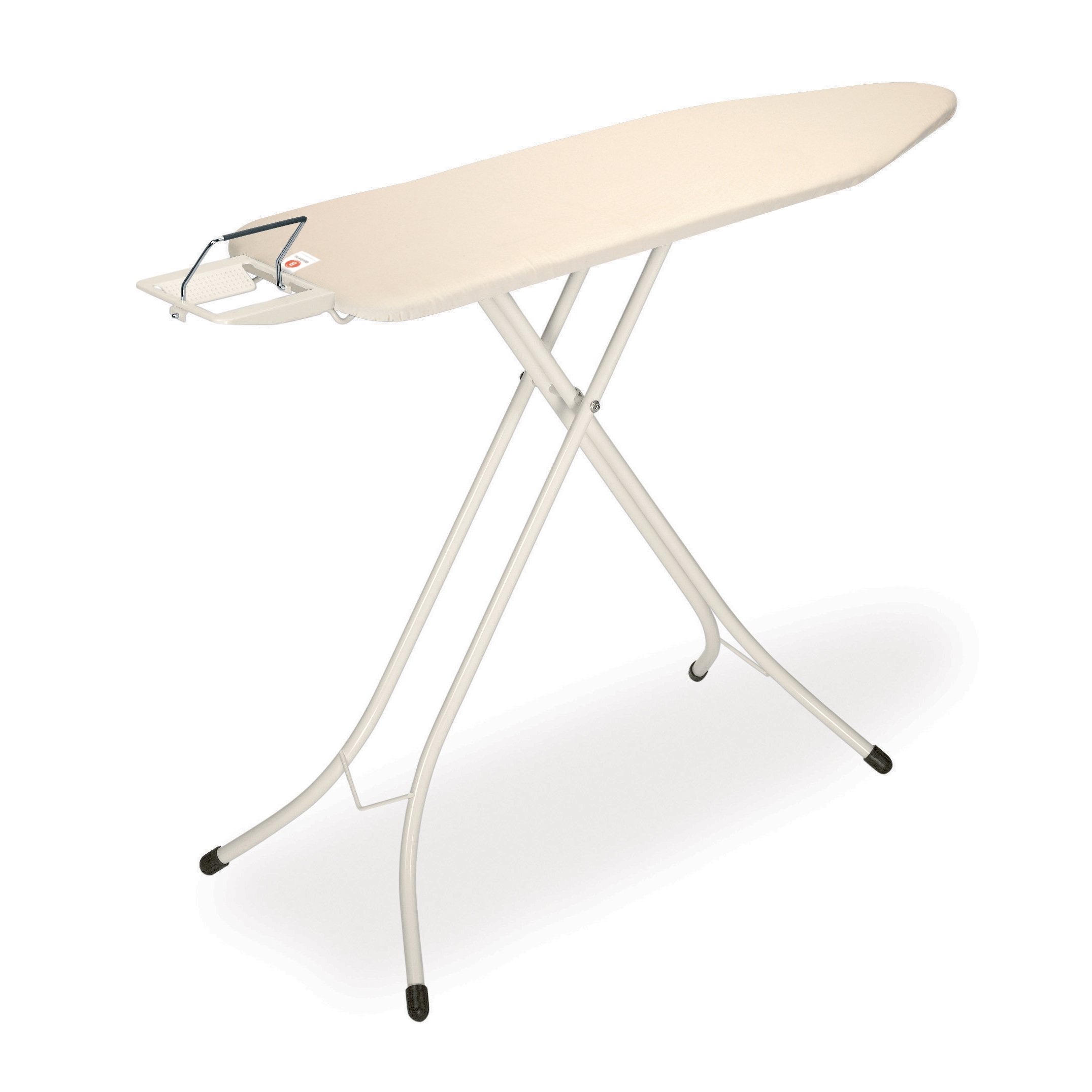 Brabantia Size B Ironing Board (124 x 38 cm) 7 Height Options, Adjustable Steam Iron Rest Holder (Ecru) Non-Slip Feet, Anti-Collapse Child Locks